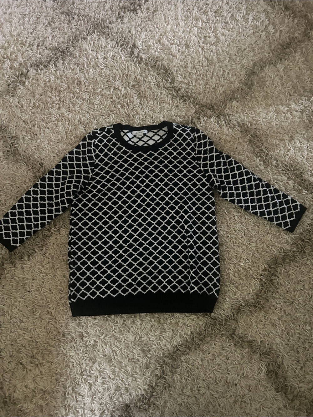 Liz Claiborne Black & White Lattice Knit Sweater